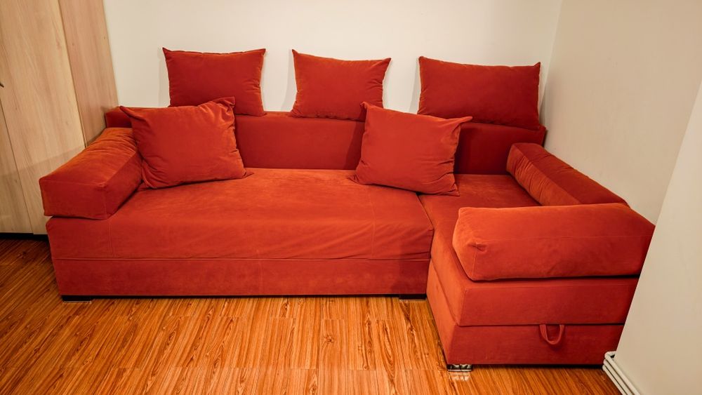 Canapea living, extensibilă, 2 spații depozitare 1 cu piston pneumatic