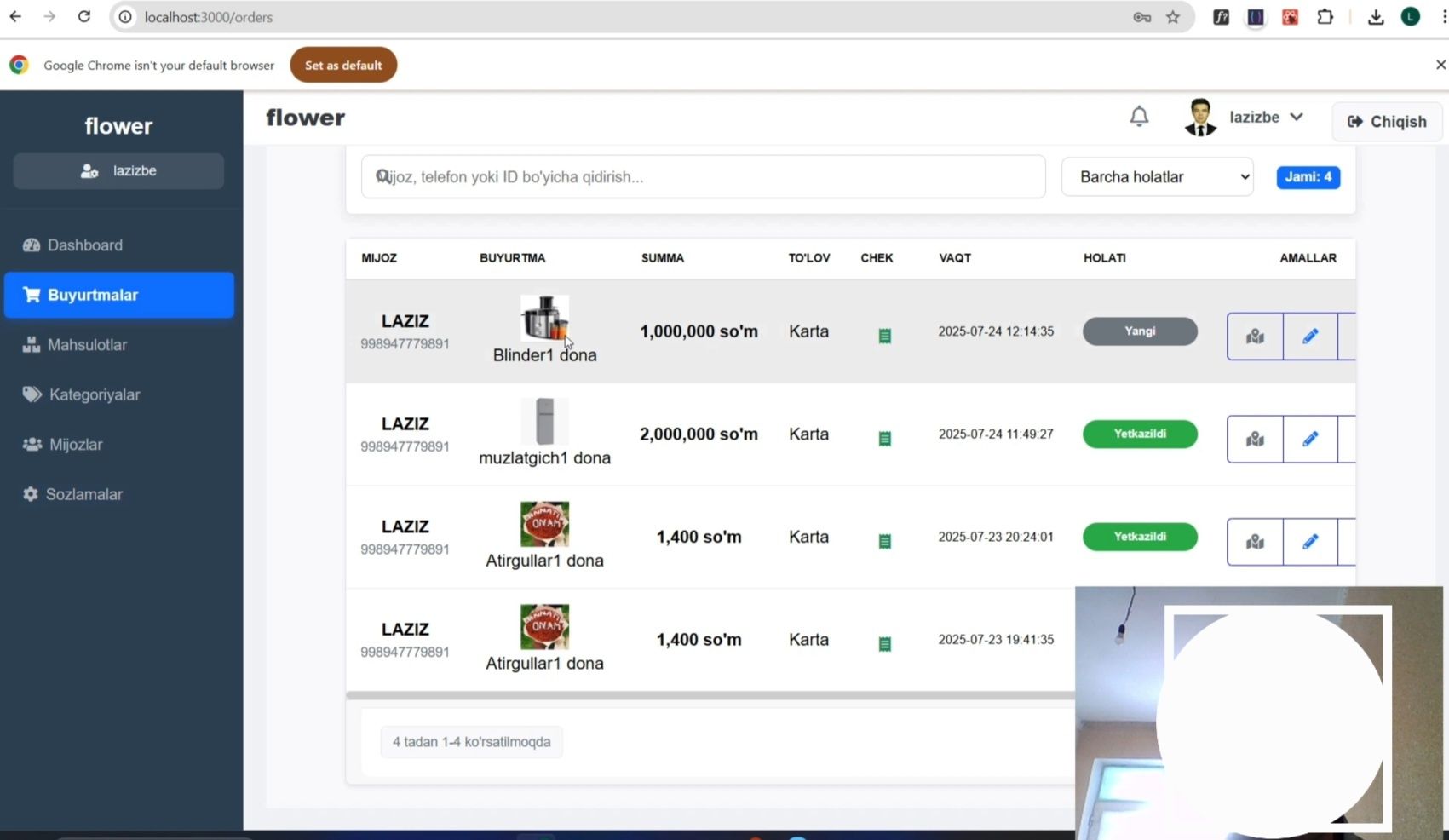 Web Telegram bot yasash xizmati xar xil turdagi admin panelga ega