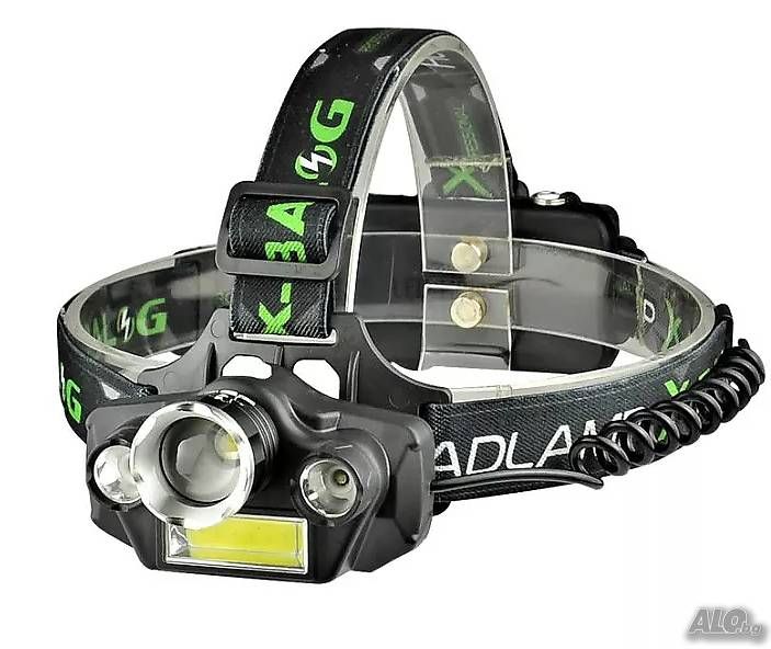 МОЩЕН ZOOM LED четворен челник / фенер за глава Акумулаторен chelnik