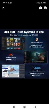 Hdd 3tb extern cu 3 sisteme de  jocuri