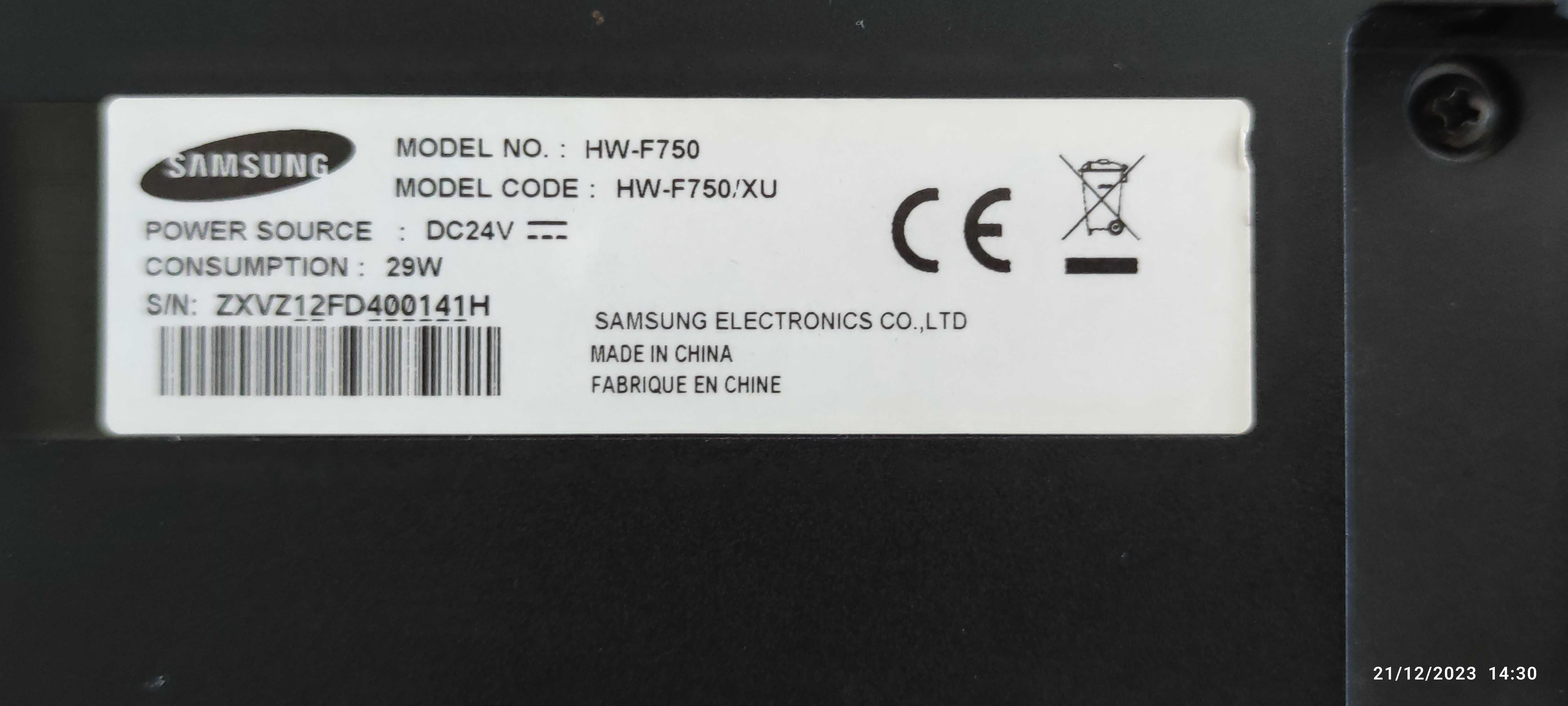 Саундбар - субуфер система Samsung-HW-F 750,PS-WF 750черен цвят