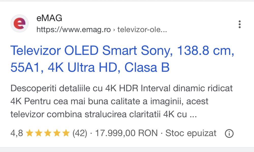 Televizor OLED Smart Sony diagonala 138,8 cm 4K Ultra HD