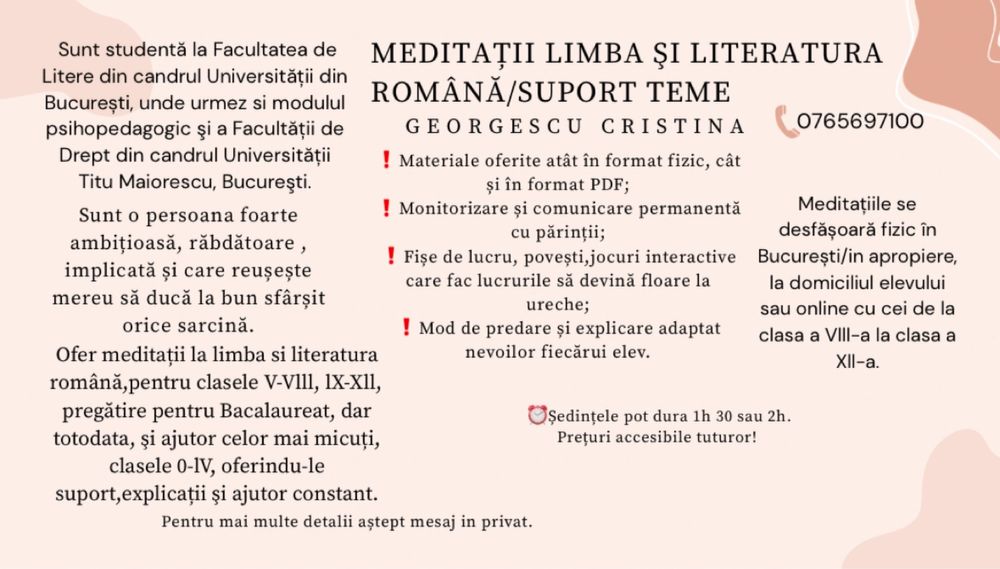 Meditatii/ajutor teme pentru cei mici