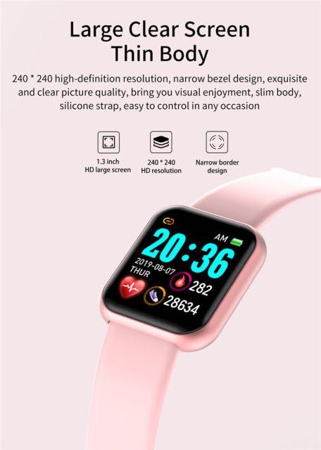 ПРОМО Умен Смарт Часовник Y68 Гривна Smart Watch крачкомер часовници