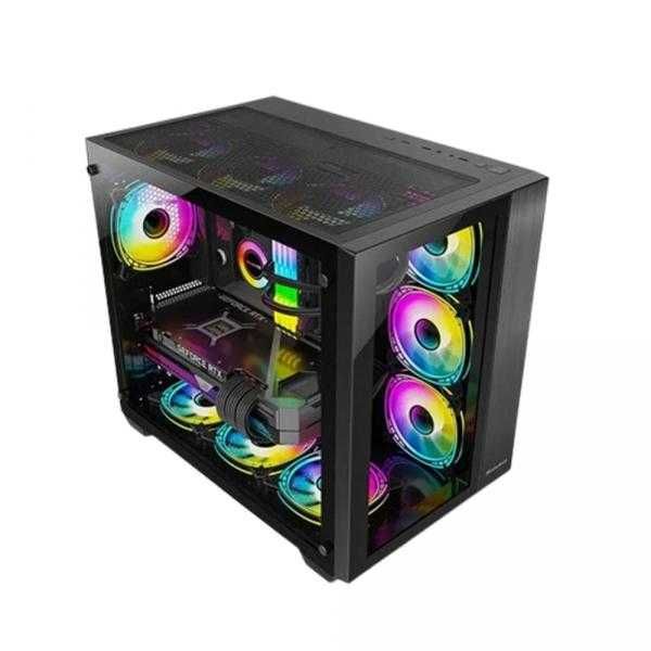 Huntkey CASE  S980 Black / White with ARGB FAN кейс компьютерный