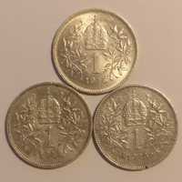 Lot de 5 monede din argint 1 corona 1898 - 1916 Austria