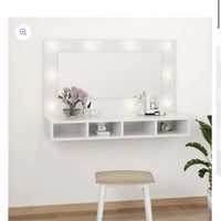 Dulap cu oglindă și LED, alb, 90x31,5x62 cm
