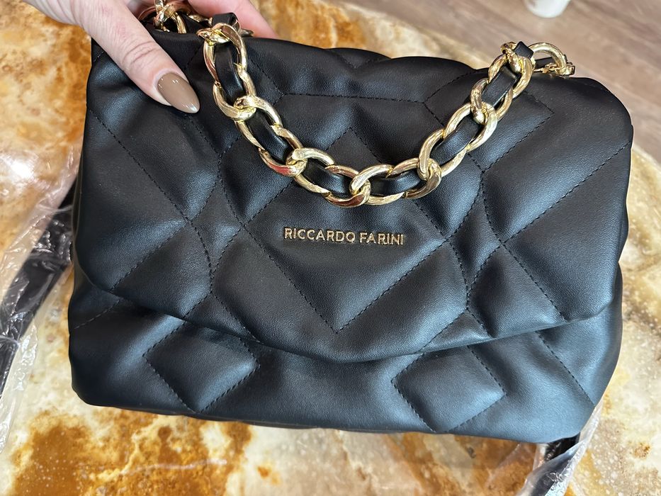 Нова черна дамска чанта с дълга и къса дръжка