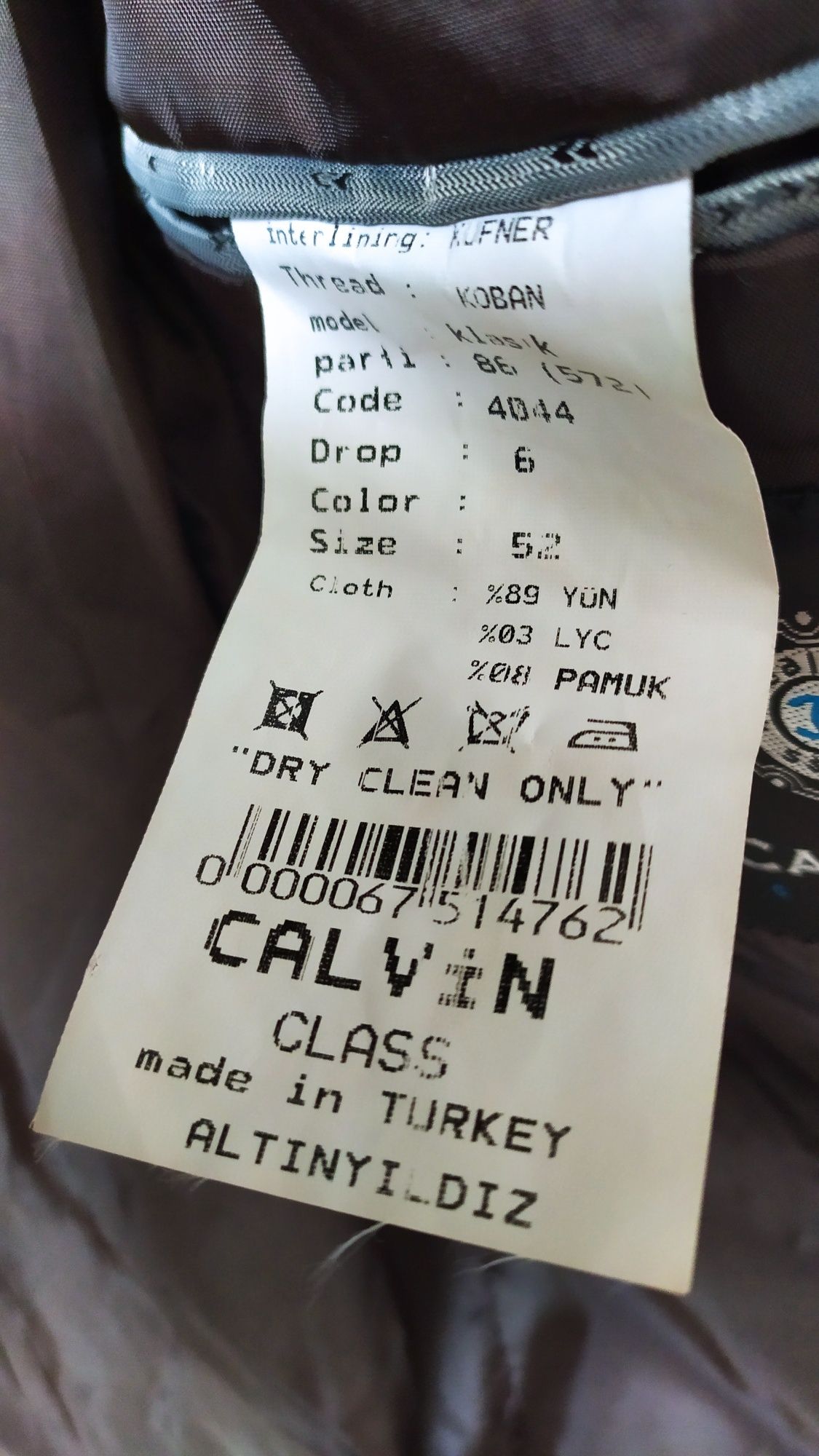 Костюм от знаменитой  турецкой компании CALVIN GLASS