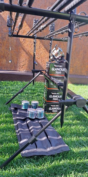 Set complet pescuit,4 lansete Carbon,4 Mulinete 7000,Rod Pod, Senzori