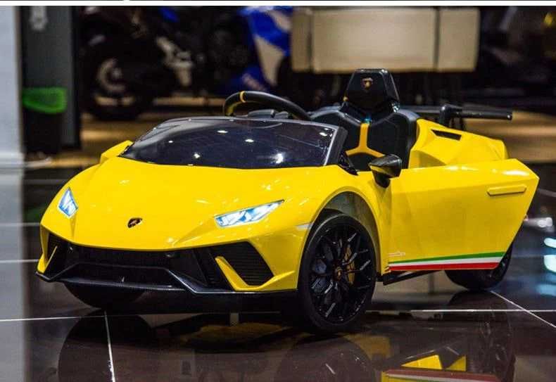 Masinuta electrica, Lamborghini Huracan, 4x4, putere 120W 12V, galbena