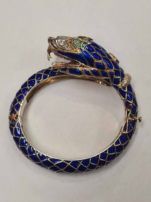 Bratara din aur galben de 14k cu email si diamante naturale, BRAU109