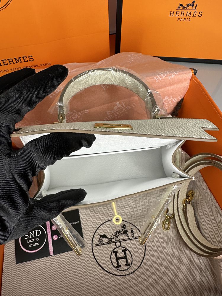 Geanta de lux HERMES Kelly mini 19 20 cm piele naturala 100% cadou