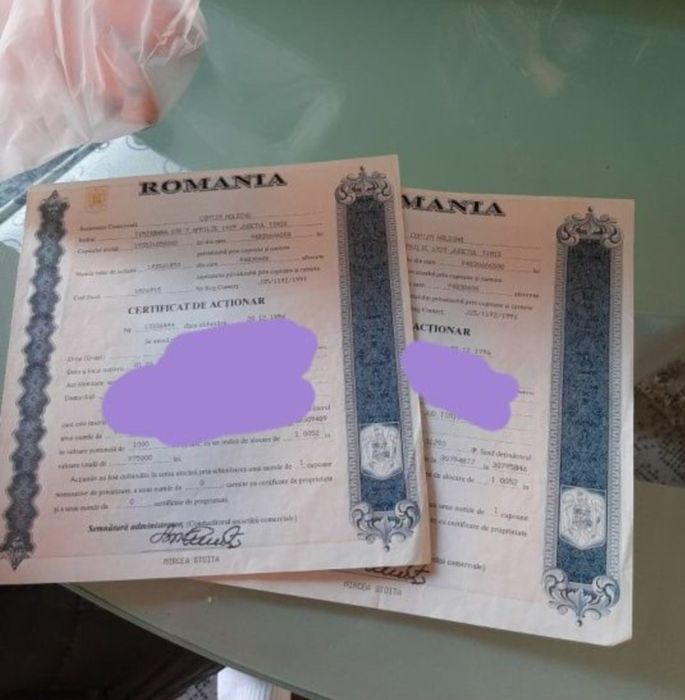 Certificate actionar comtim