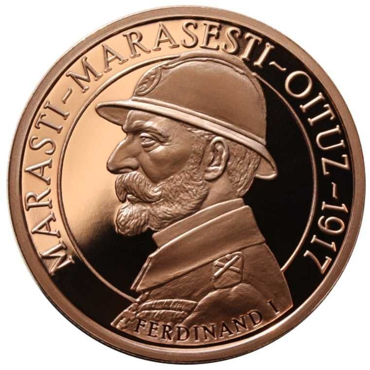 Moneda BNR 1 leu tombac Marasti, Marasesti, Oituz gradata NGC PF 69 UC