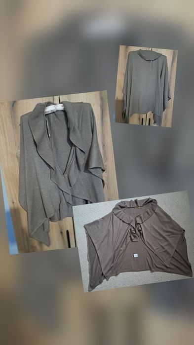 Lot 2 cardigane damă tip poncho, impecabile, material calitate