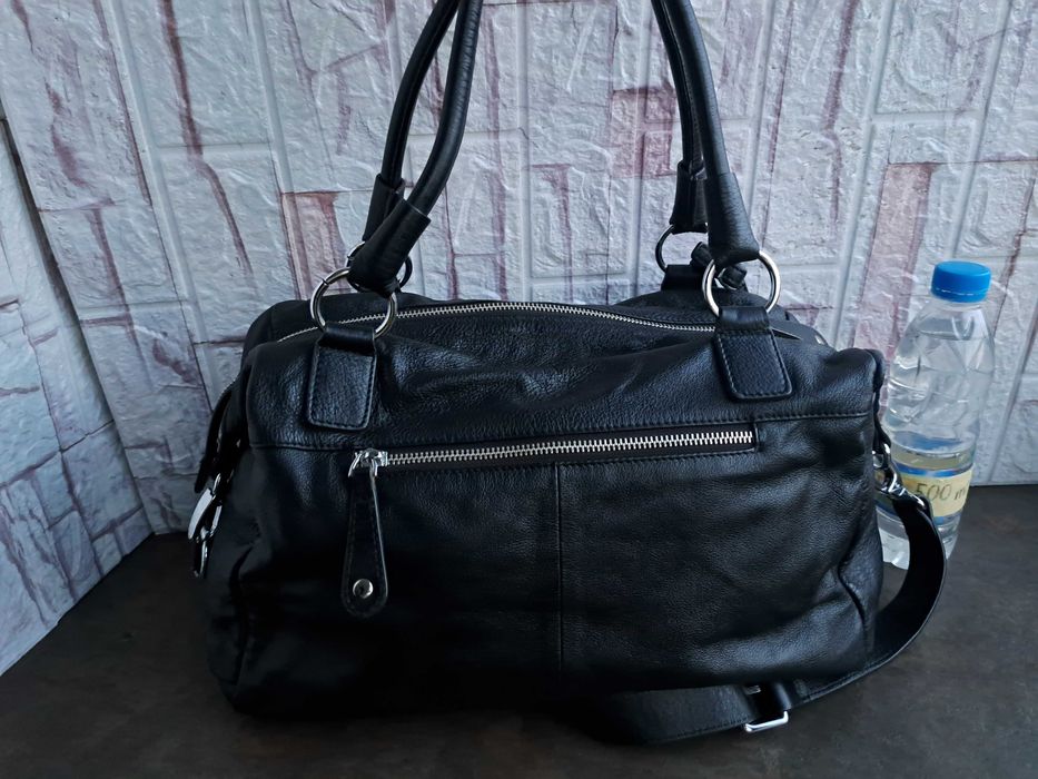 дамска чанта Georges Rech,черна кожена торба-естествена кожа