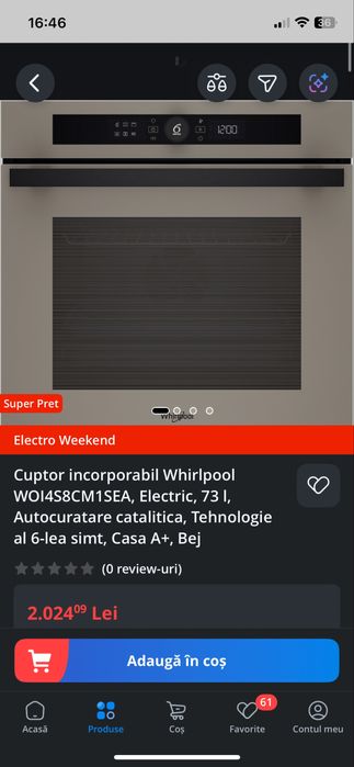 Vand cuptor electric incorporabil cu autocuratare: hidrolitica-catalit