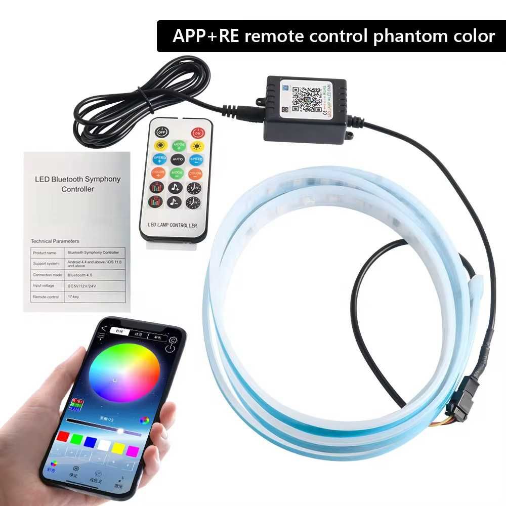 120 см 150 см RGB LED Диодна лента за преден капак, мобилно приложение