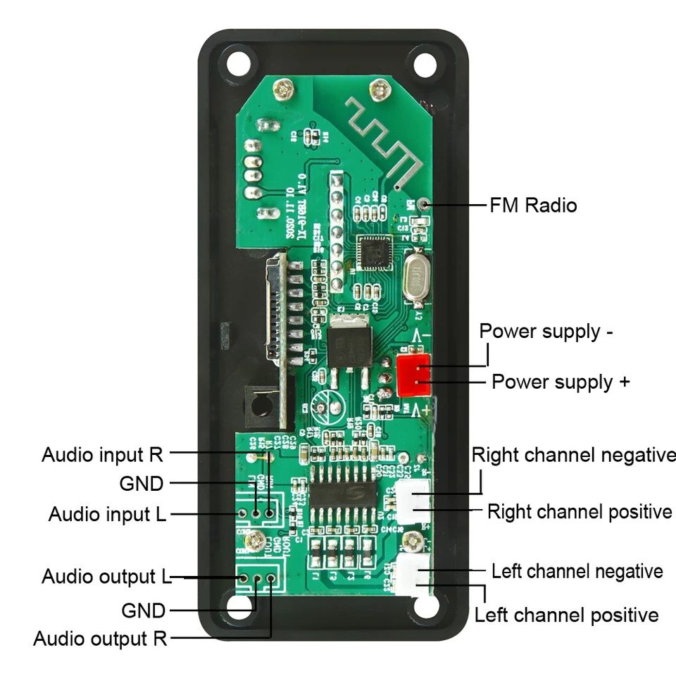 МП 3 плеър 2х25W/6V-12V/ Bluetooth 5.0 с TF card/USB/FM/AUX/Mic/Call