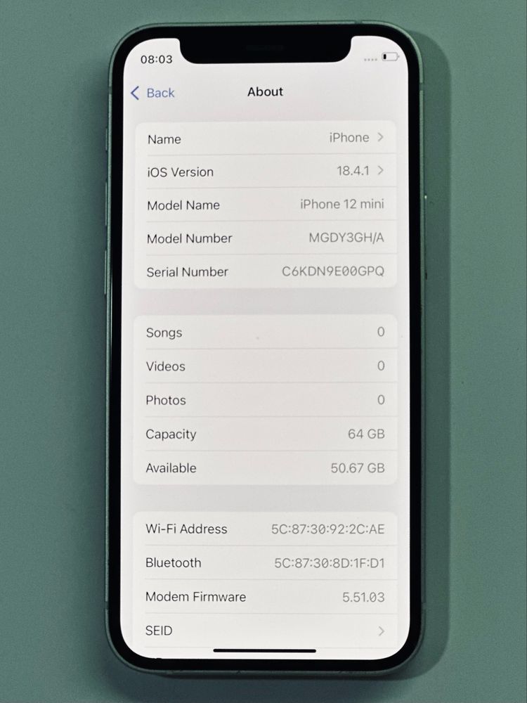 iPhone 12 Mini бял 92% battery