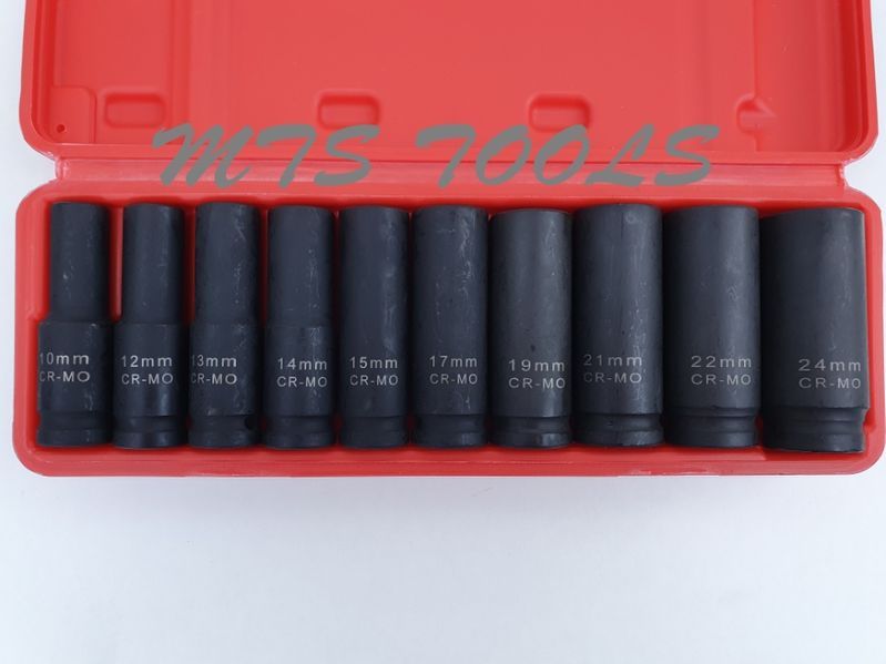 Tubulare impact 1/2 / Trusa chei 10 piese 10-24mm bihexagonale