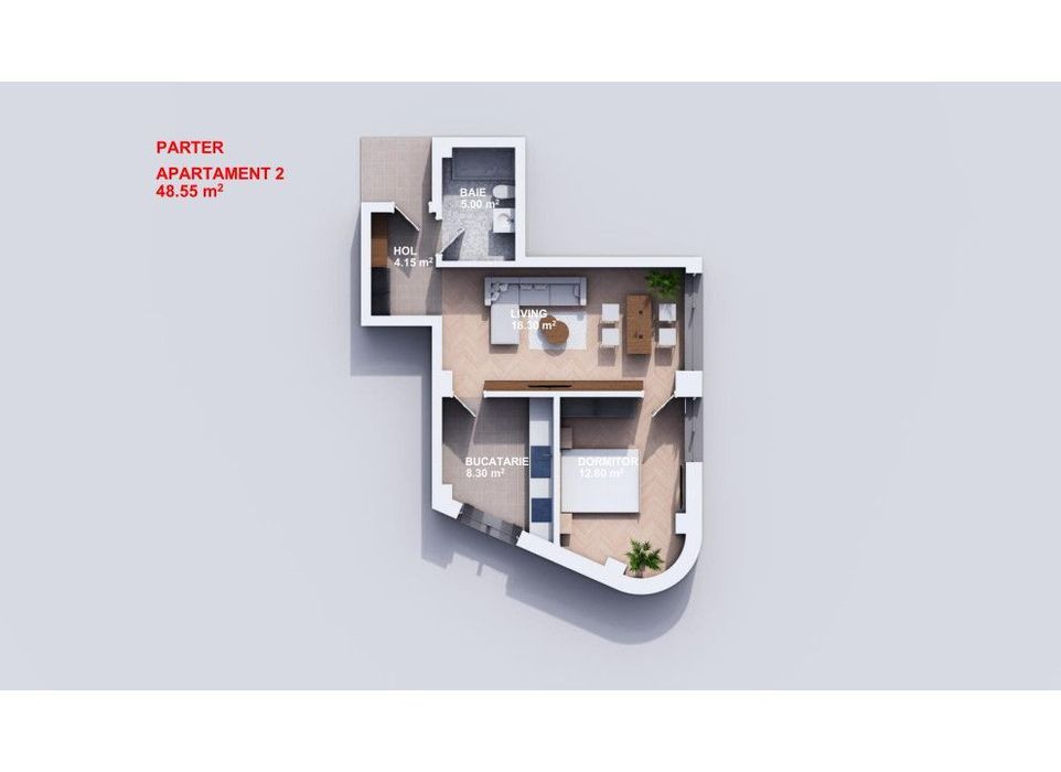 Apartament  2 camere Bucium , 49 metri, etaj parter Cod:160083