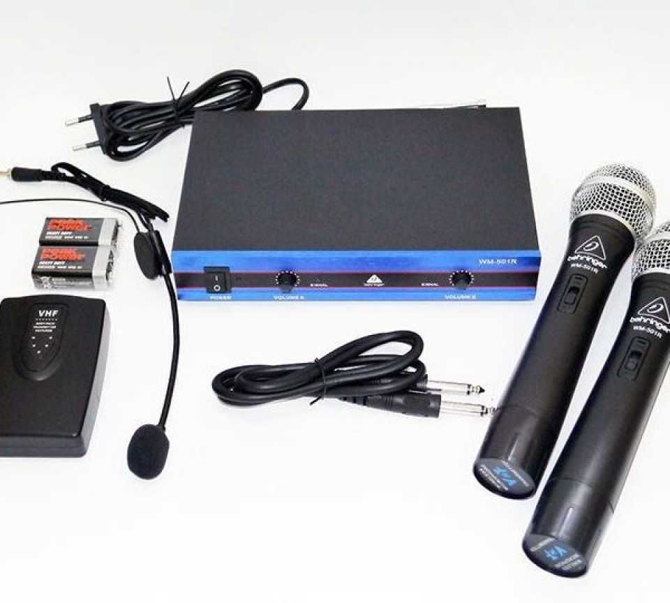 Професионални 2 безжични микрофони+диадема и приемник, WM-501