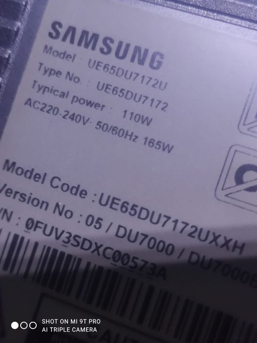 Smart tv 4k. 165cm.Samsung. UE65DU7172U