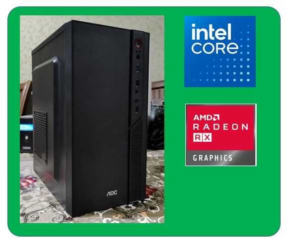 Срочно продам игровой кейс Core i3 10100 RAM 8Gb SSD HDD AMD Radeon RX