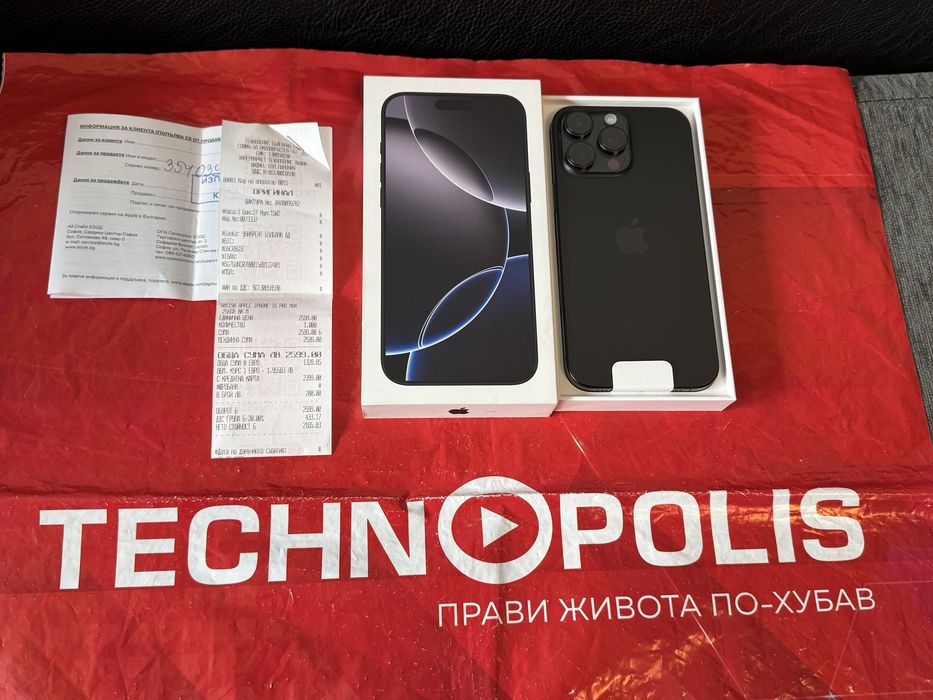 ЧИСТО НОВ 256GB iPhone 16 Pro Max Yettel Гаранция 2028г. Black