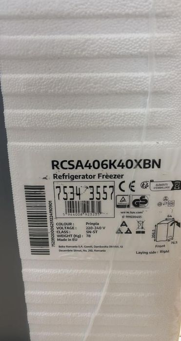Combina frigorifica Beko RCSA406K40XBN, 386 l, Raft sticle, Clasa -A-