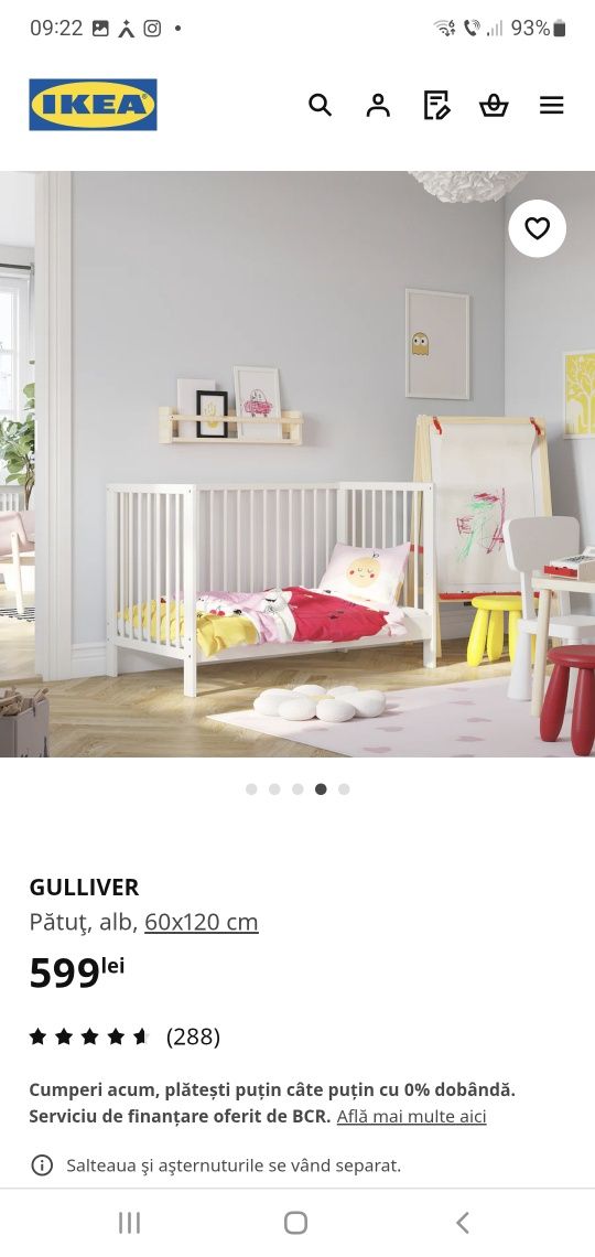 Vând pătuț Gulliver de la Ikea
