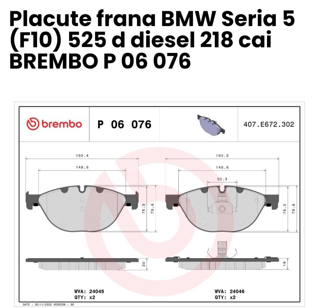 Placute frana BMW Seria 5 (F10]diesel