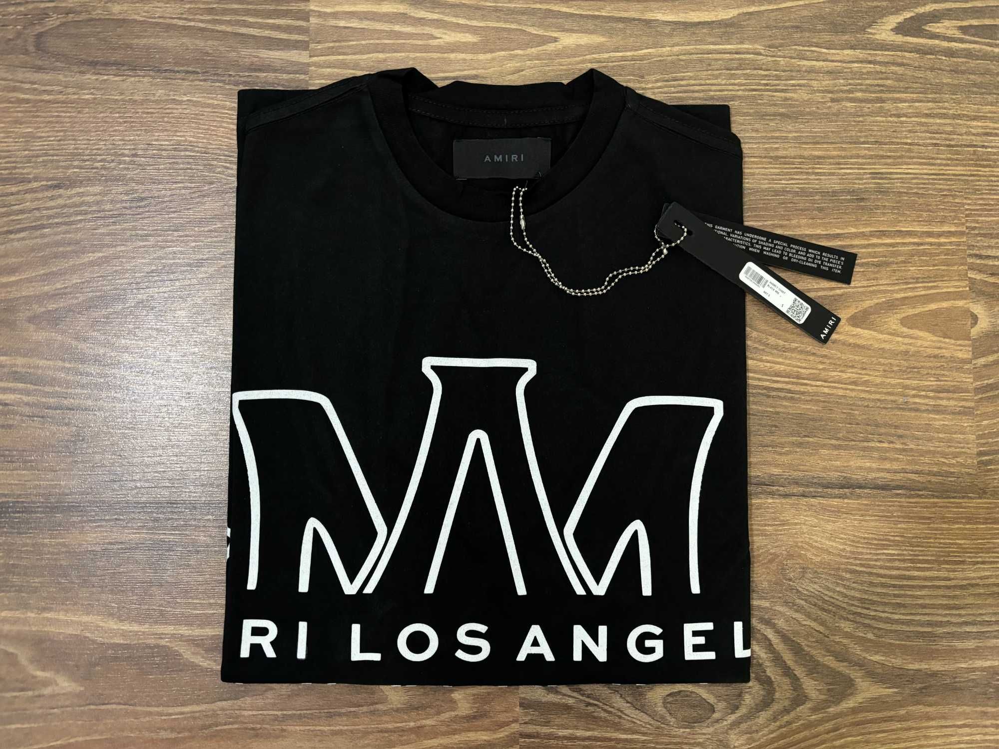 Мъжка тениска Amiri Los Angeles Regular Fit Черна/Бяла