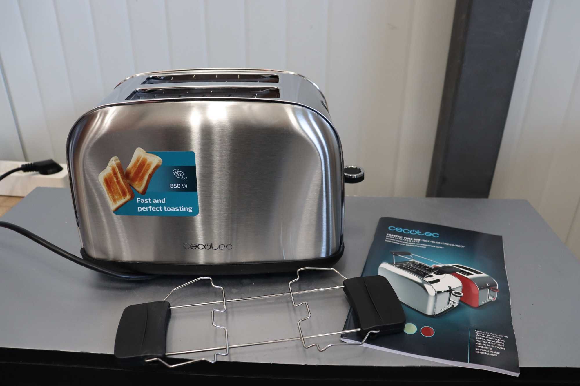 Тостер Cecotec Toastin' time 850 Inox Long Lite, 850W, 2 филийки, Inox