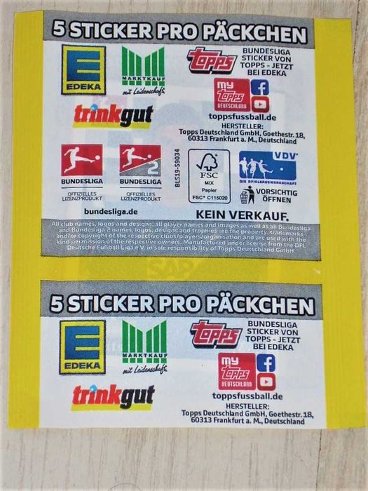 Пакети със стикери TOPPS FUSSBALL BUNDESLIGA  2018/19 от Бундеслигата