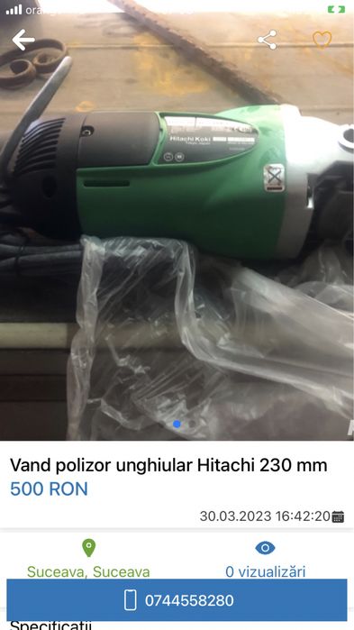 Polizor Hitachi G23SF2. 230 mm 2000w