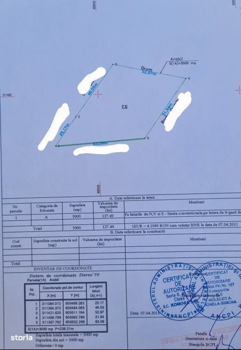Teren intravilan-Comuna Frumusani-Comision o