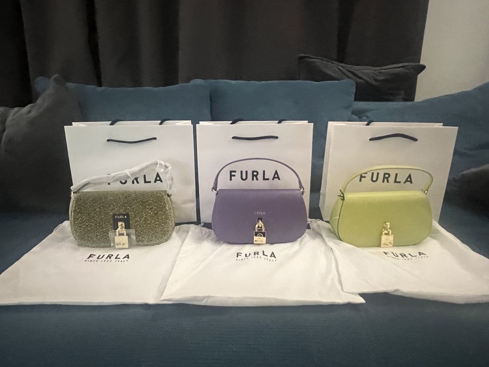 FURLA ARTEMIS mini Gold, Candy floss, Midori.Нови,със сериен номер