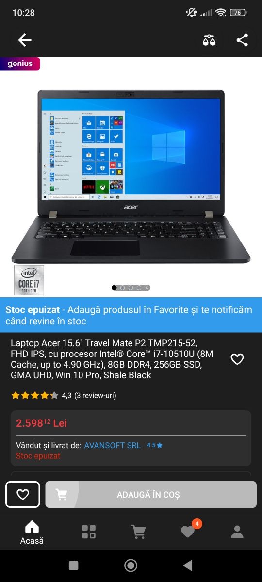 Laptop Acer 15.6'' Travel Mate