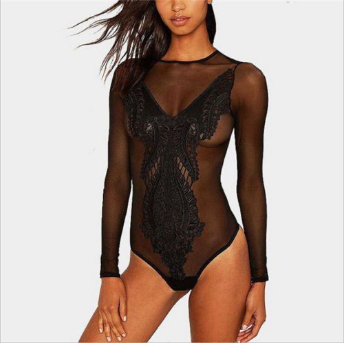 Body negru transparent cu dantela/ lenjerie