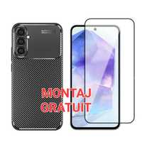 Set - Samsung A05S - Husa Model Carbon + Folie de Sticla