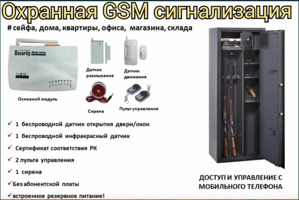 GSM сигнализация для СЕИФА С СЕРТИФИКАТОМ подходит 100% есть Установка