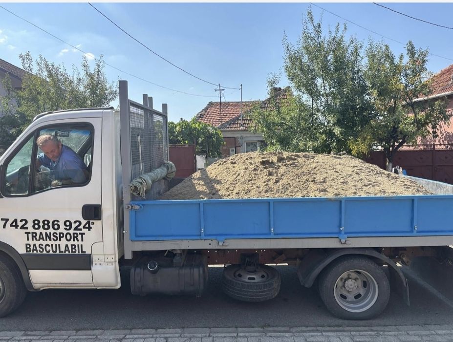 Transport nisip ,balastru, pamant,piatra, sorturi,criblura,arad