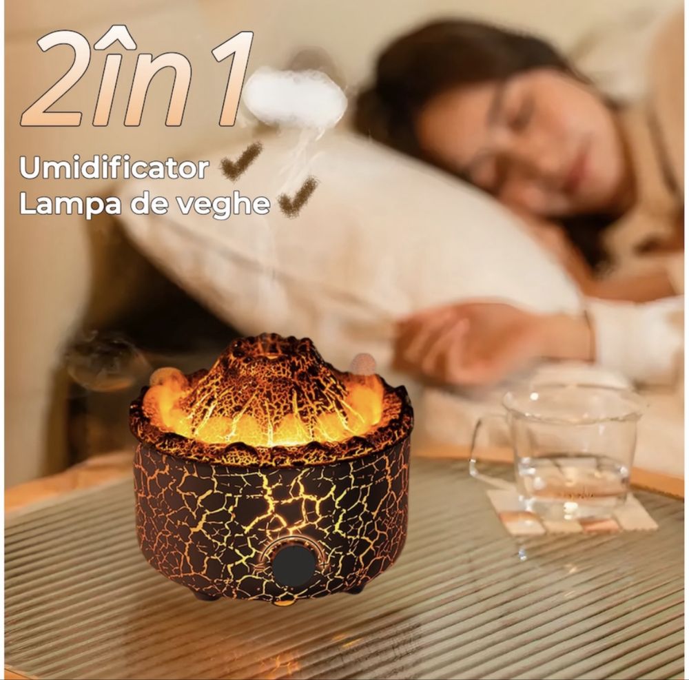 Umidificator , lampa de veghe , stil vulcan