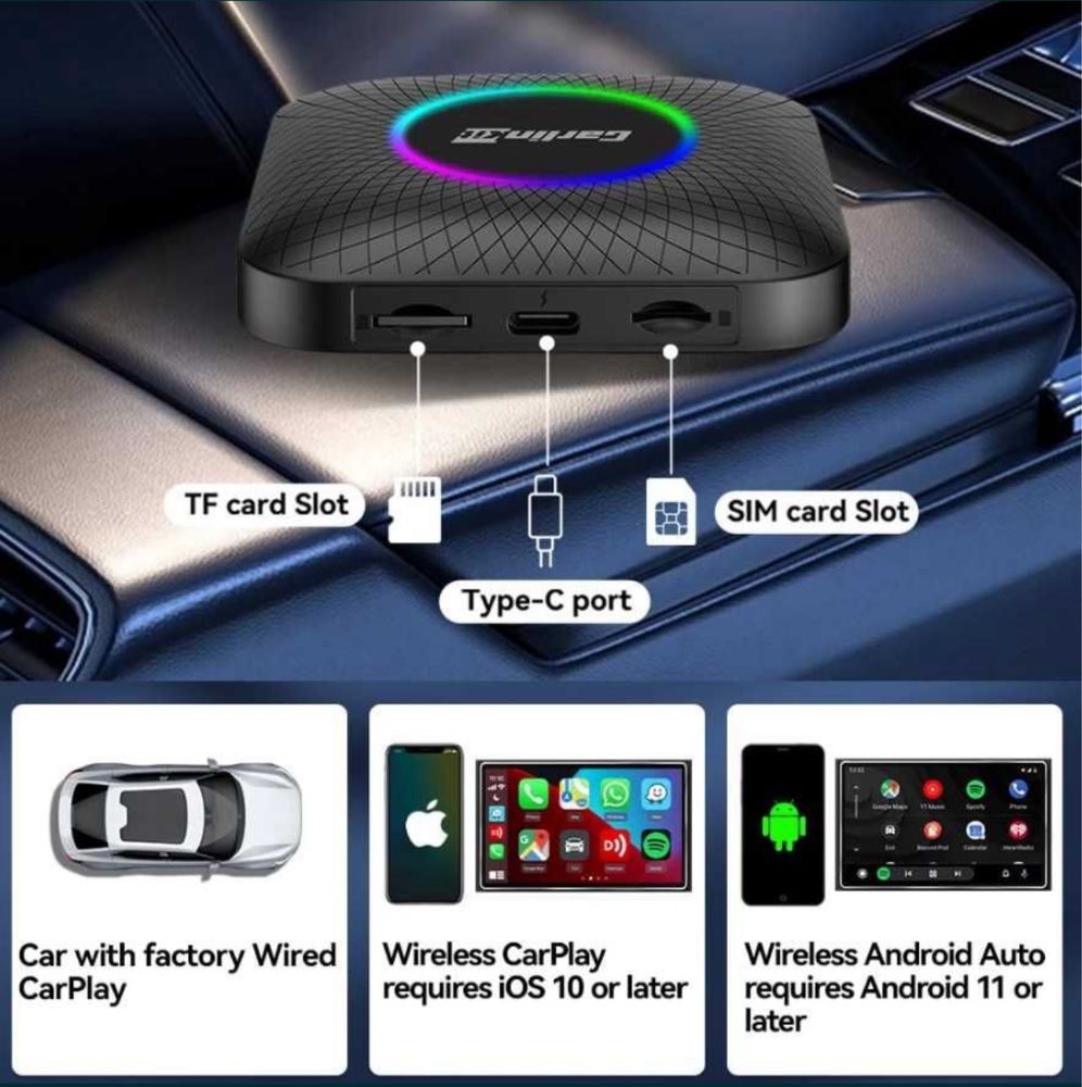 Carlinkit CarPlay Ai Box LED s Android 13 8+128GB pro APPLECARPLAY
