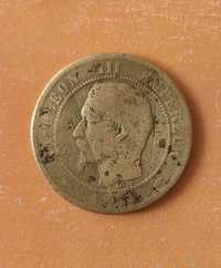 Стара френска монета от 1852 година. Наполеон Бонапарт