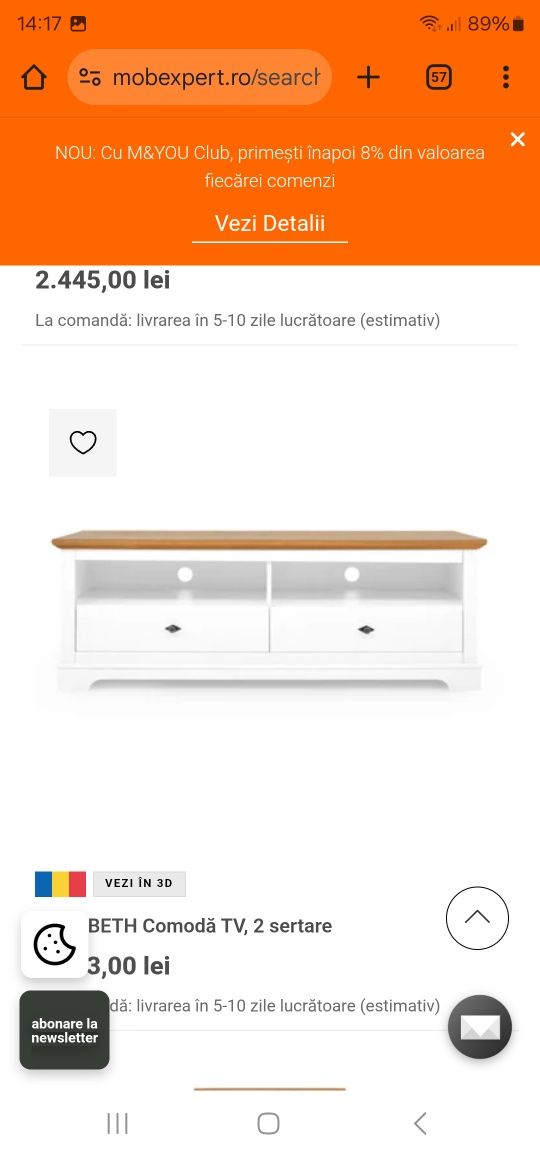 Mobila living Elizabeth Mobexpert la jumatate de pret