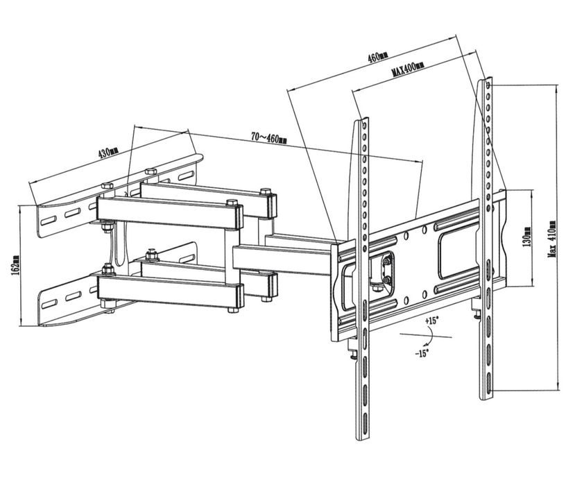 Suport TV de perete, brat reglabil, LCD / LED, 32 - 70 inch, Negru